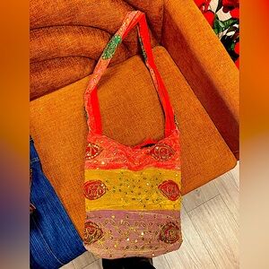 Vintage 60’s Hand Embroidered Bohemian Colorful Shoulder Bag